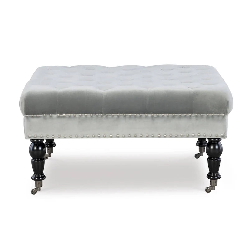 Velvet Square Tufted Ottoman