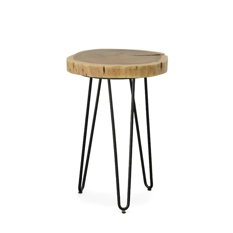 Live Edge Accent Table - Natural Top - Black Base