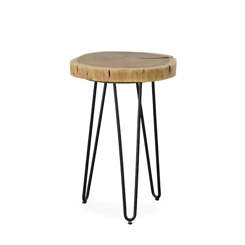 Carolina Living Seti Live Edge Accent Table - Natural Top - Black Base