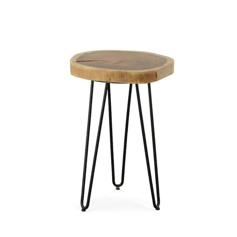 Live Edge Accent Table - Natural Top - Black Base
