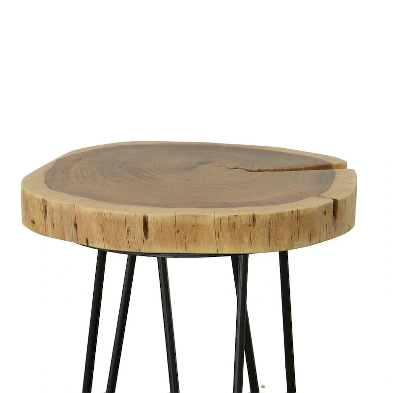 Live Edge Accent Table - Natural Top - Black Base