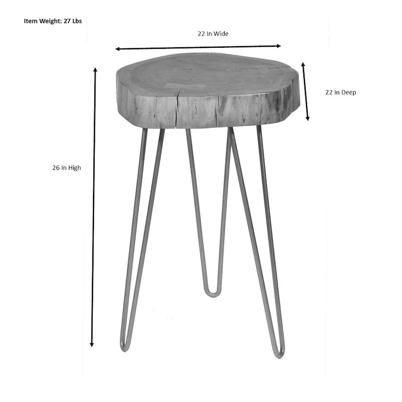 Live Edge Accent Table - Natural Top - Black Base