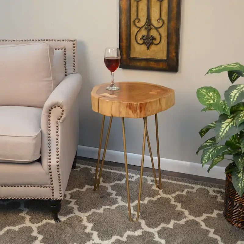 Live Edge Accent Table - Natural Top - Black Base