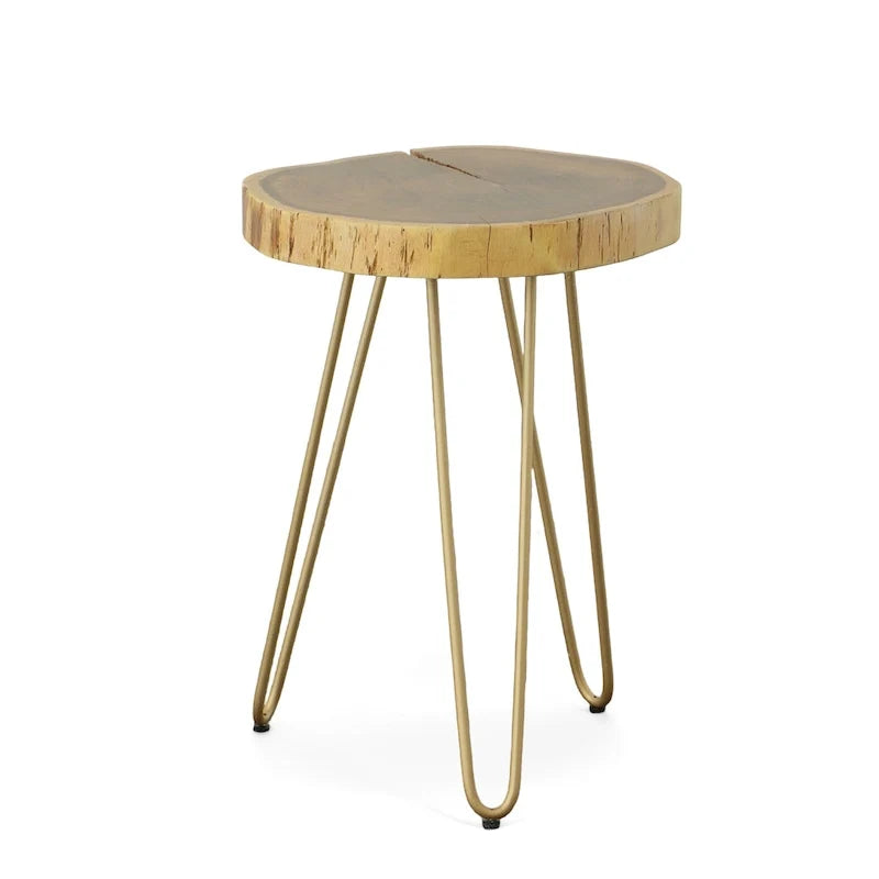 Live Edge Accent Table - Natural Top - Black Base