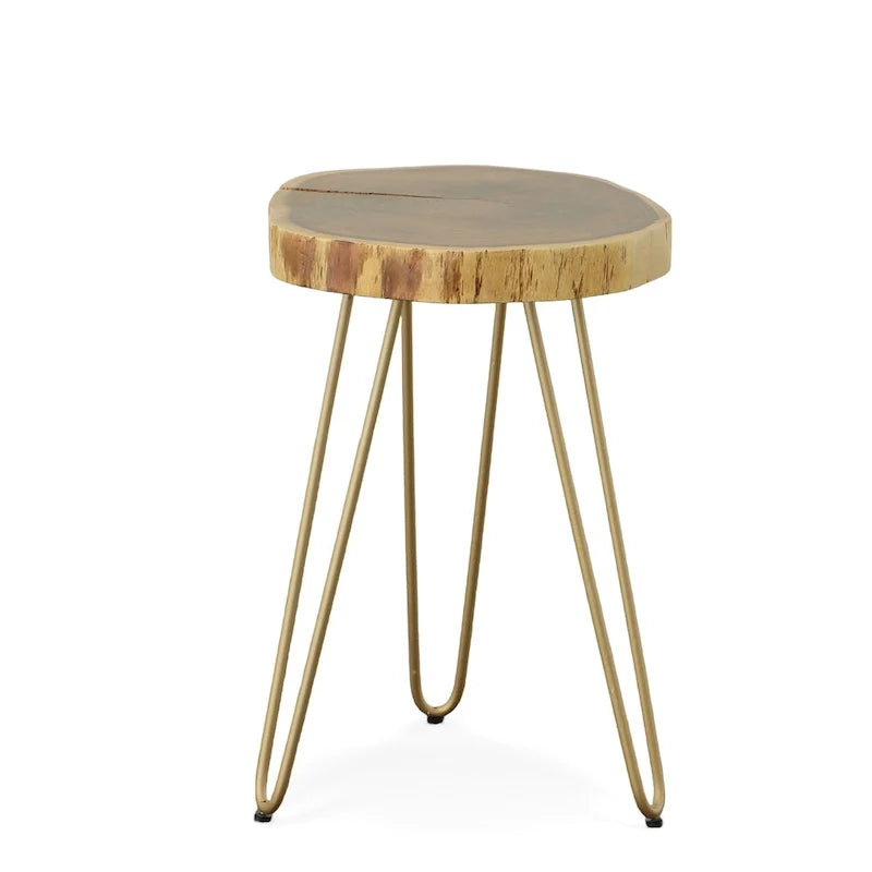 Live Edge Accent Table - Natural Top - Black Base