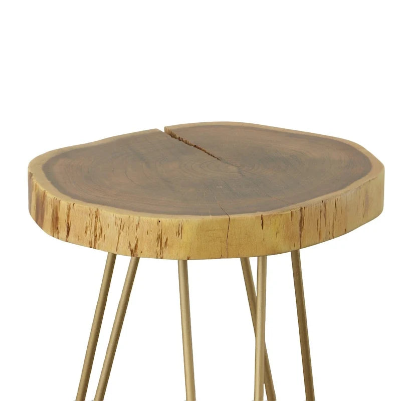 Live Edge Accent Table - Natural Top - Black Base