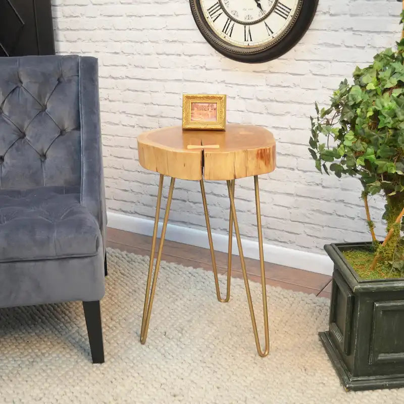 Live Edge Accent Table - Natural Top - Black Base