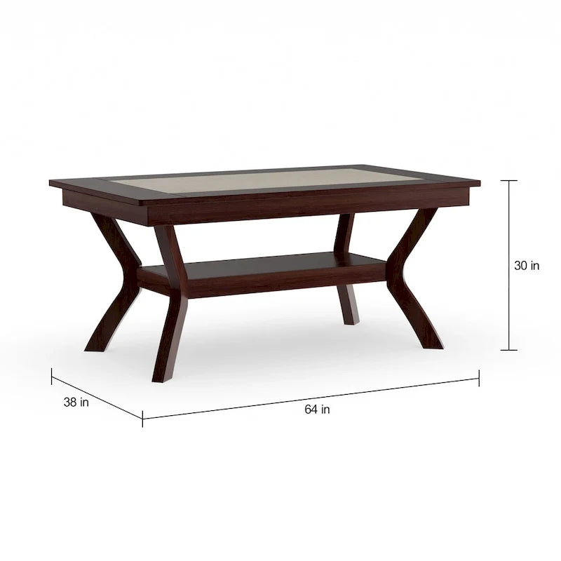 64-inch Wood Dining Table with Shelf