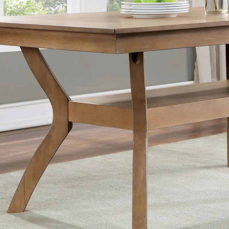64-inch Wood Dining Table with Shelf
