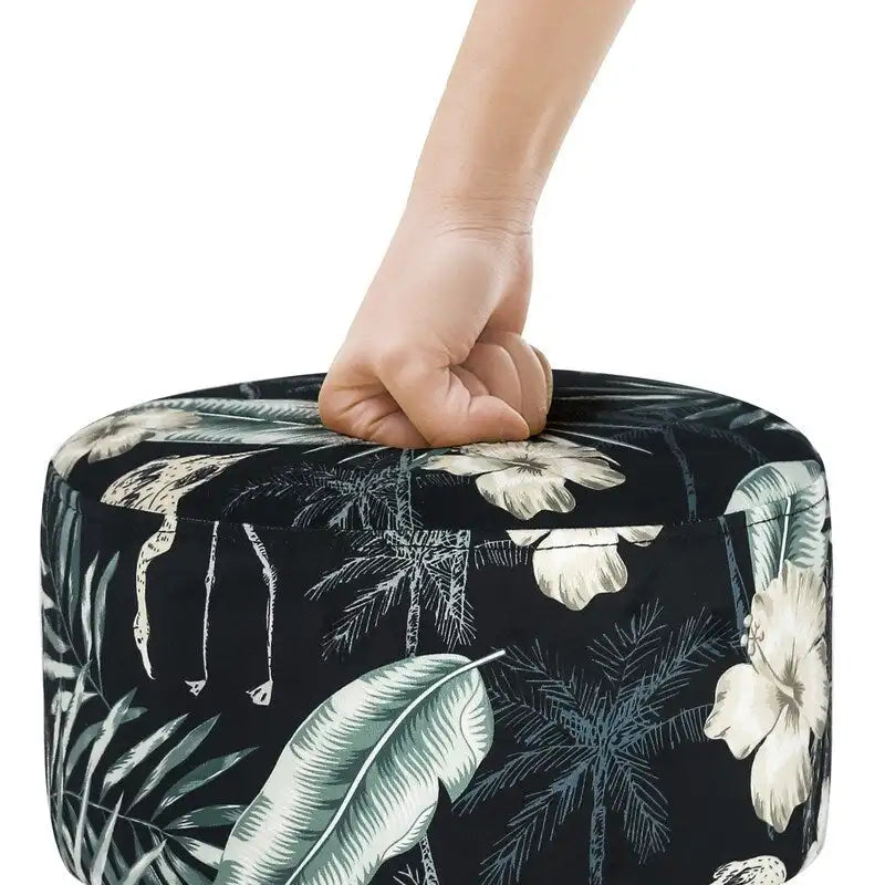 Modern Round Ottoman Foot Rest Footstool Velvet Fabric Padded