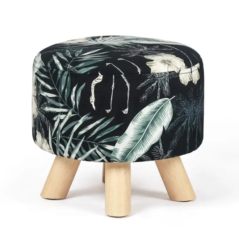 Modern Round Ottoman Foot Rest Footstool Velvet Fabric Padded