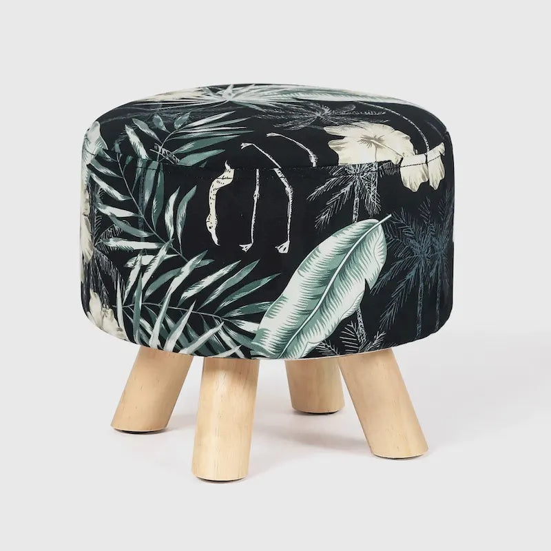 Modern Round Ottoman Foot Rest Footstool Velvet Fabric Padded