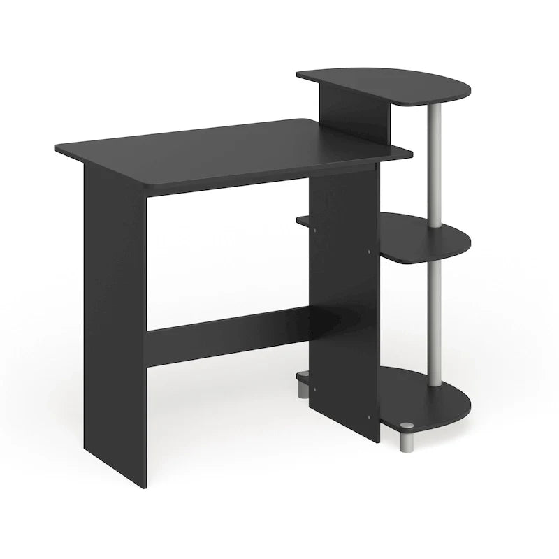 Compact Modern Wood Computer Desk with Shelves