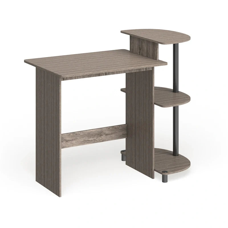 Compact Modern Wood Computer Desk with Shelves