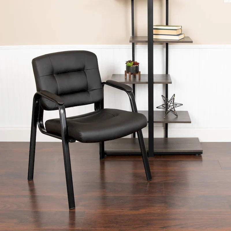 Upholstered Tufted Executive Reception Chair - Black