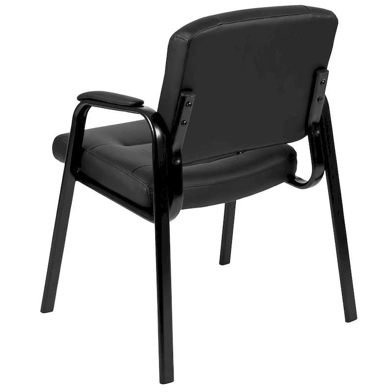 Upholstered Tufted Executive Reception Chair - Black