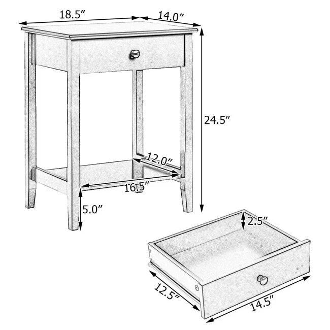 Comodino in legno, tavolino laterale contenitore ed espositore