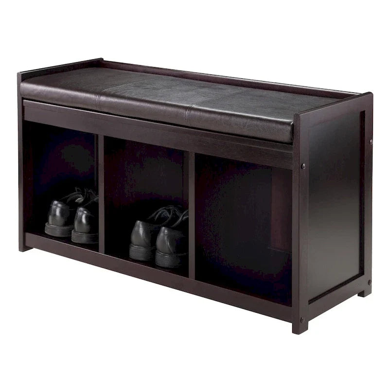 2-Pc Storage Bench with Seat Cushion, Espresso - 37.5W x 13.5D x 20.87H