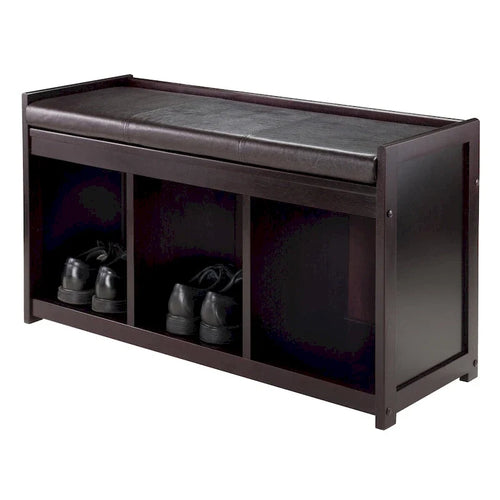 Zestaw 2 ławek do przechowywania z poduszką do siedzenia, kolor espresso - 37.5W x 13.5D x 20.87H