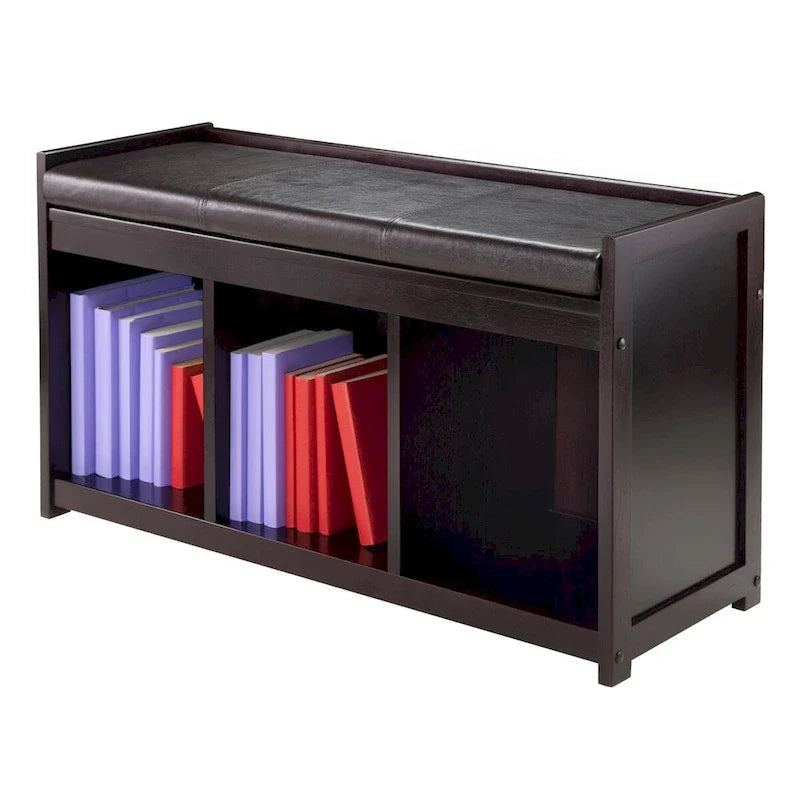 2-Pc Storage Bench with Seat Cushion, Espresso - 37.5W x 13.5D x 20.87H