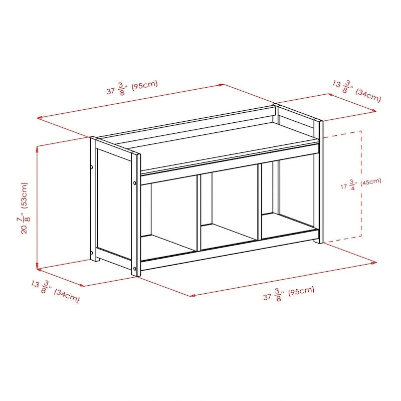 2-Pc Storage Bench with Seat Cushion, Espresso - 37.5W x 13.5D x 20.87H