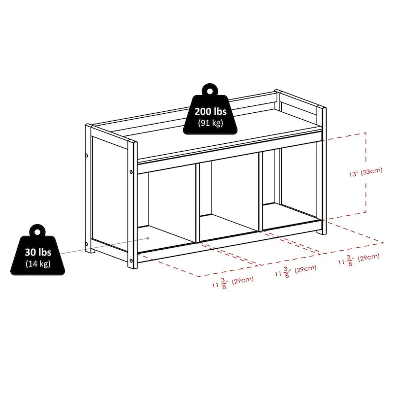 2-Pc Storage Bench with Seat Cushion, Espresso - 37.5W x 13.5D x 20.87H