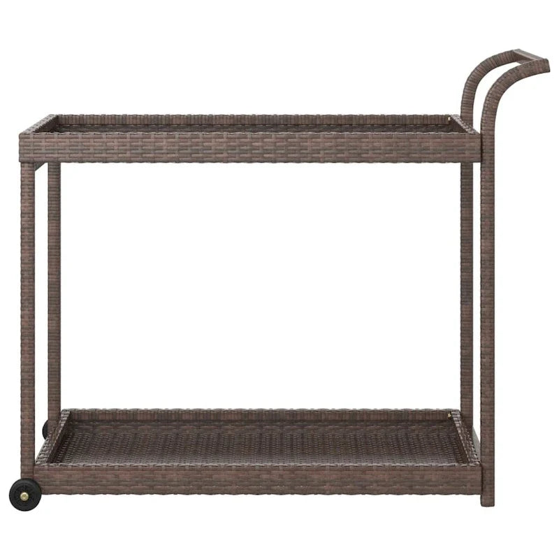 Outdoor Bar Cart 2-Tier Serving Cart Rolling Utility Cart PE Rattan - 39.4 x 17.7 x 32.7