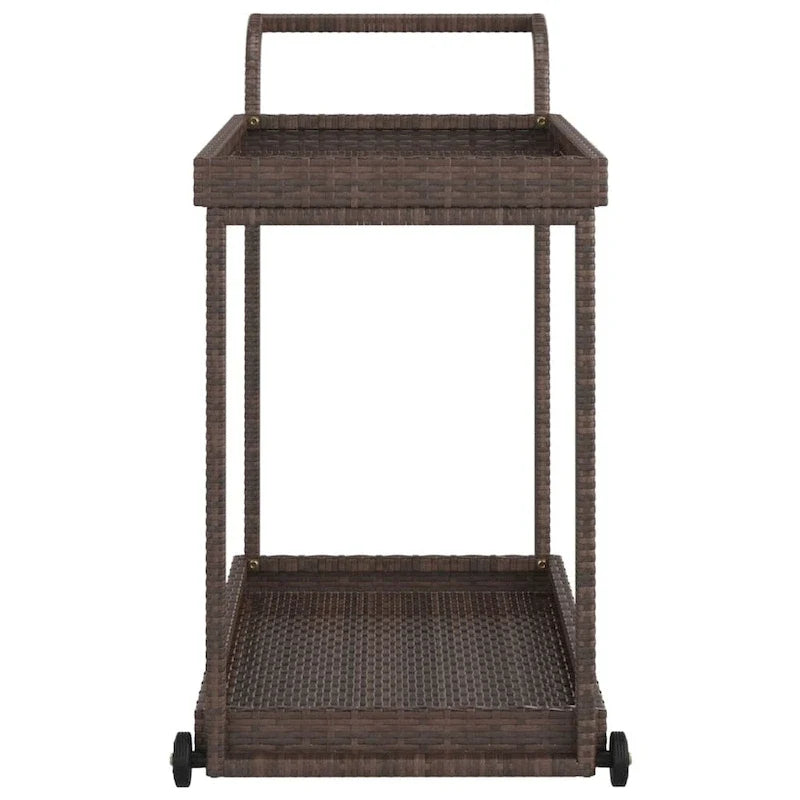 Outdoor Bar Cart 2-Tier Serving Cart Rolling Utility Cart PE Rattan - 39.4 x 17.7 x 32.7
