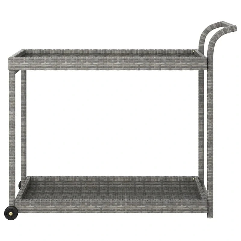 Outdoor Bar Cart 2-Tier Serving Cart Rolling Utility Cart PE Rattan - 39.4 x 17.7 x 32.7