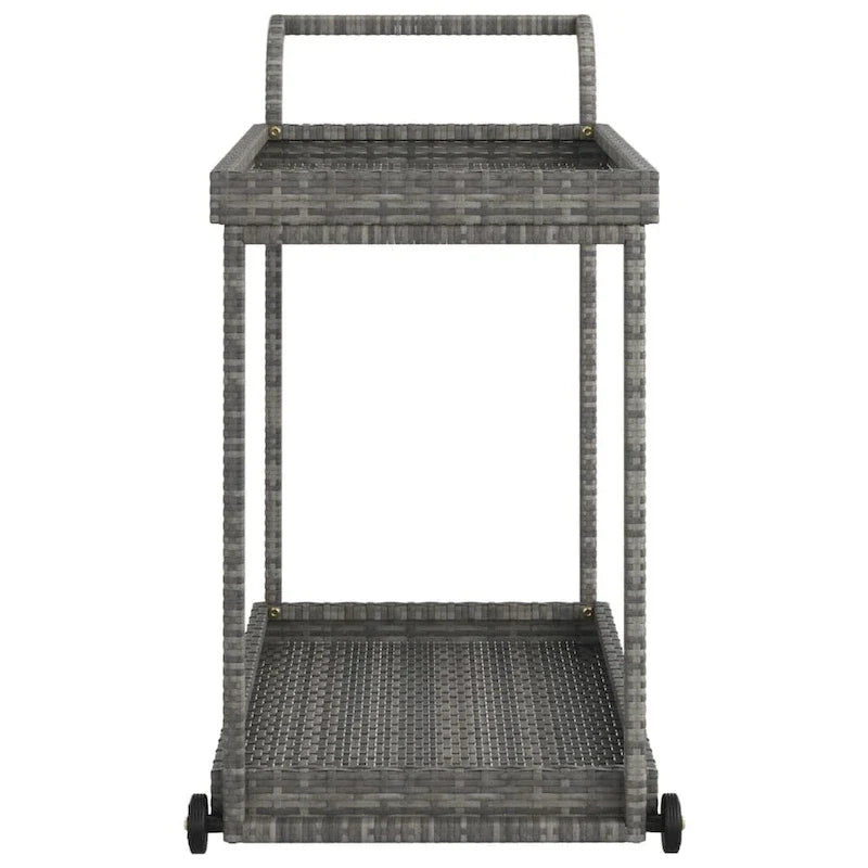 Outdoor Bar Cart 2-Tier Serving Cart Rolling Utility Cart PE Rattan - 39.4 x 17.7 x 32.7
