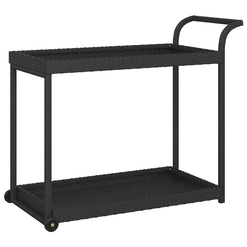 Outdoor Bar Cart 2-Tier Serving Cart Rolling Utility Cart PE Rattan - 39.4 x 17.7 x 32.7