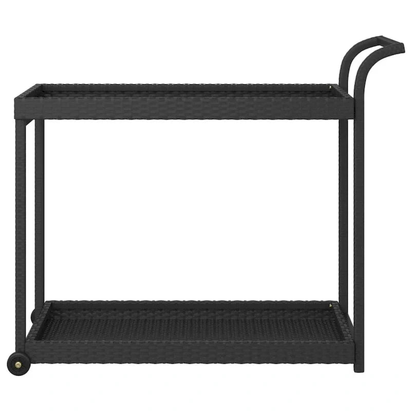 Outdoor Bar Cart 2-Tier Serving Cart Rolling Utility Cart PE Rattan - 39.4 x 17.7 x 32.7