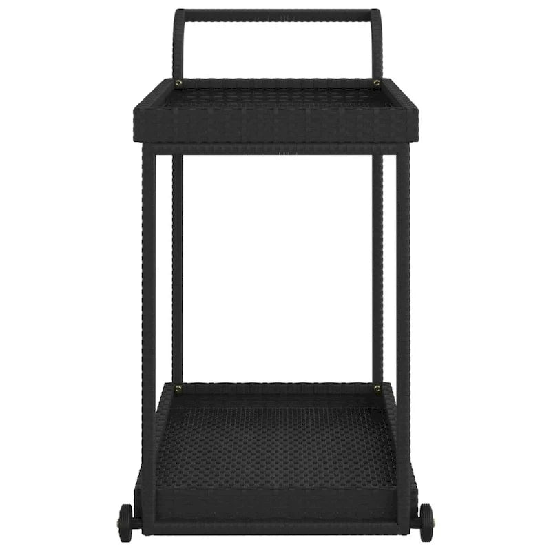 Outdoor Bar Cart 2-Tier Serving Cart Rolling Utility Cart PE Rattan - 39.4 x 17.7 x 32.7
