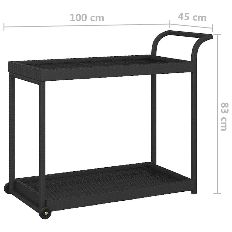 Outdoor Bar Cart 2-Tier Serving Cart Rolling Utility Cart PE Rattan - 39.4 x 17.7 x 32.7
