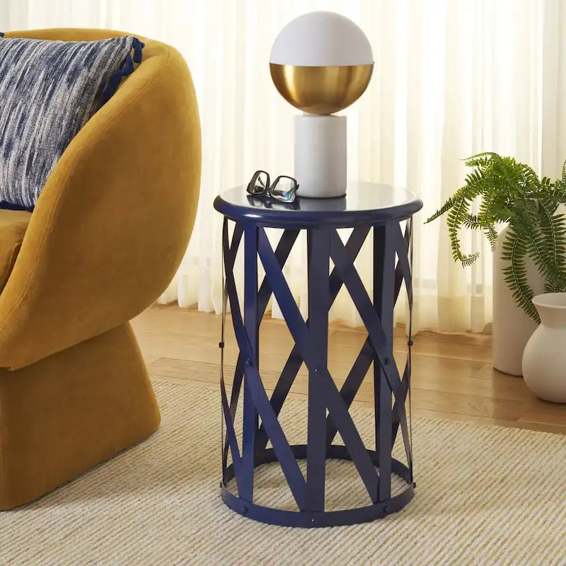 Grey Lattice Iron Stool - 14 x 14 x 20.7 - 14Wx14Dx20H