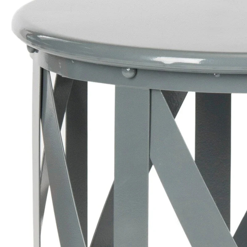 Grey Lattice Iron Stool - 14 x 14 x 20.7 - 14Wx14Dx20H
