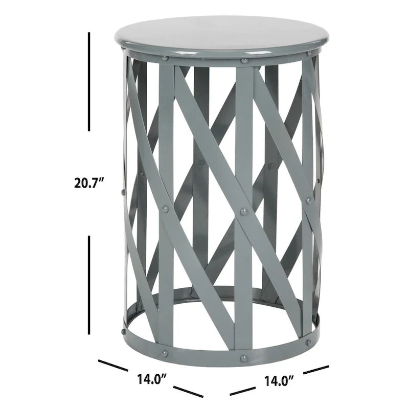 Grey Lattice Iron Stool - 14 x 14 x 20.7 - 14Wx14Dx20H