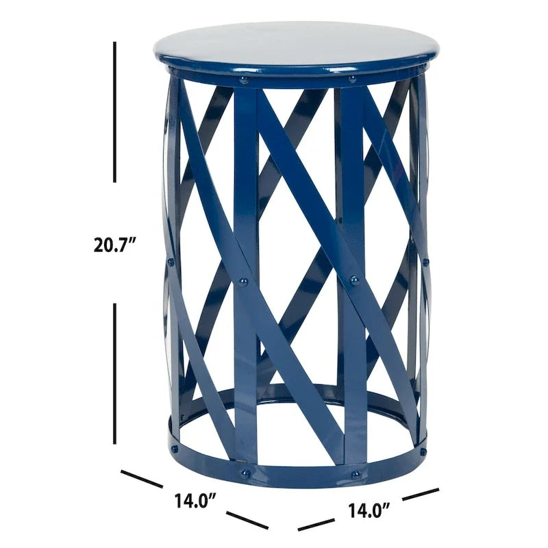 Grey Lattice Iron Stool - 14 x 14 x 20.7 - 14Wx14Dx20H
