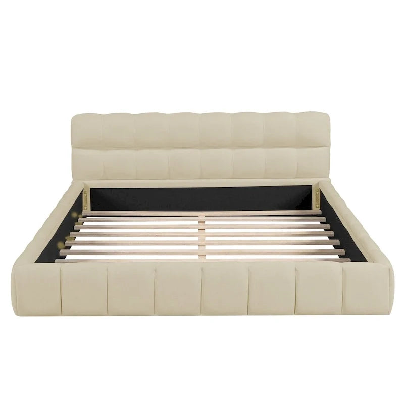 Letto a piattaforma imbottito con tessuto spesso