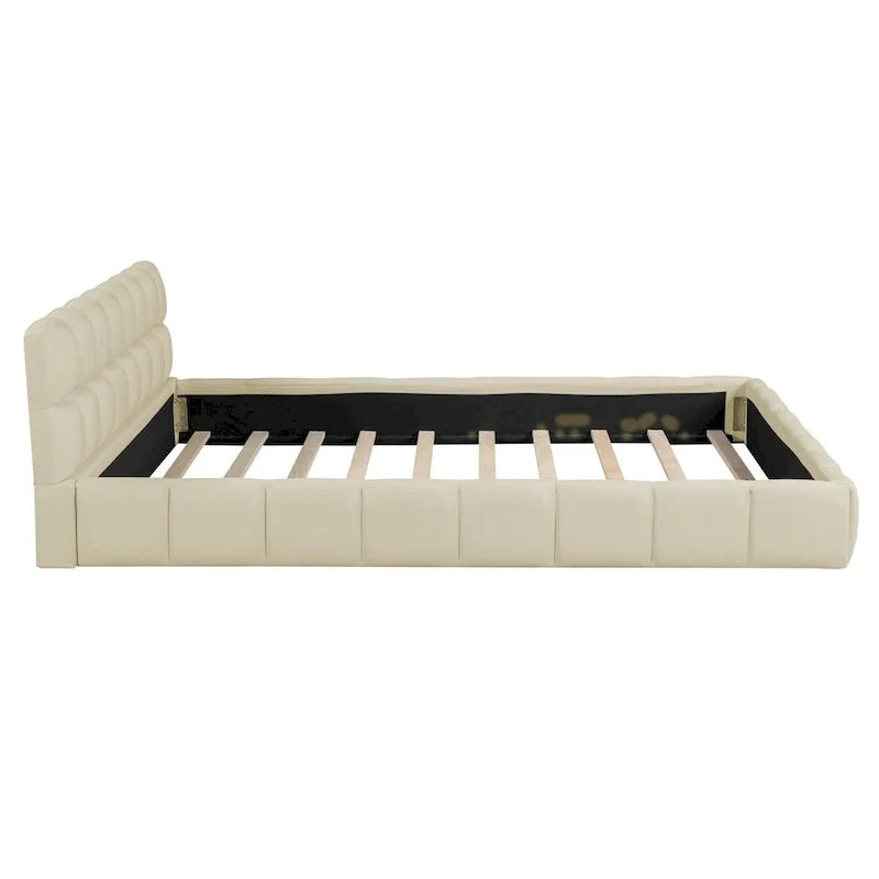 Letto a piattaforma imbottito con tessuto spesso