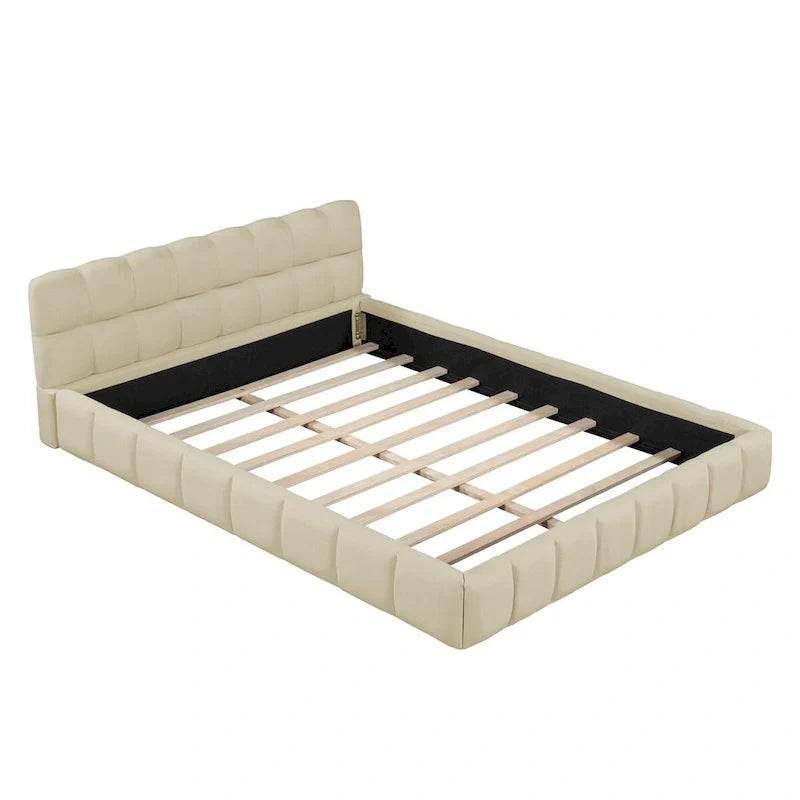 Letto a piattaforma imbottito con tessuto spesso