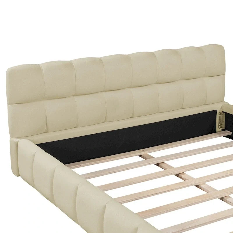 Letto a piattaforma imbottito con tessuto spesso