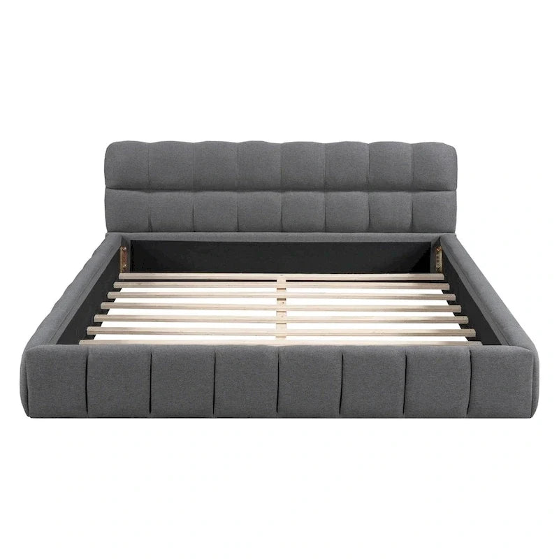 Letto a piattaforma imbottito con tessuto spesso