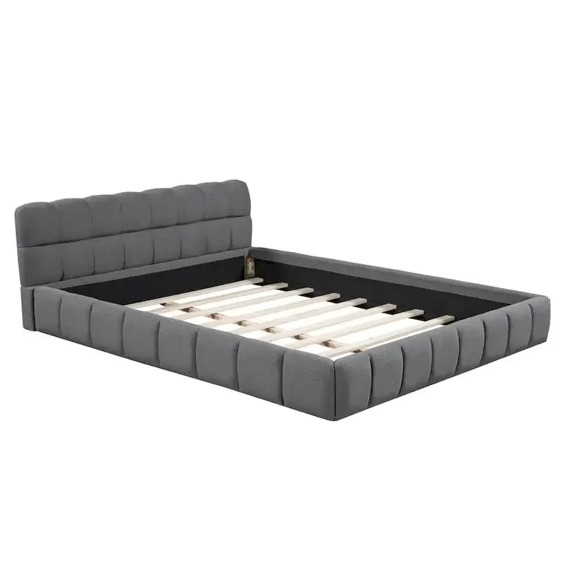 Letto a piattaforma imbottito con tessuto spesso