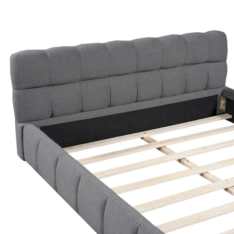 Letto a piattaforma imbottito con tessuto spesso