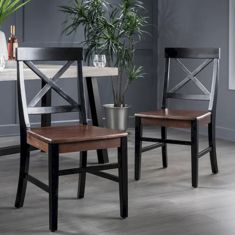 Farmhouse Acacia Wood Dining Chairs set of 2