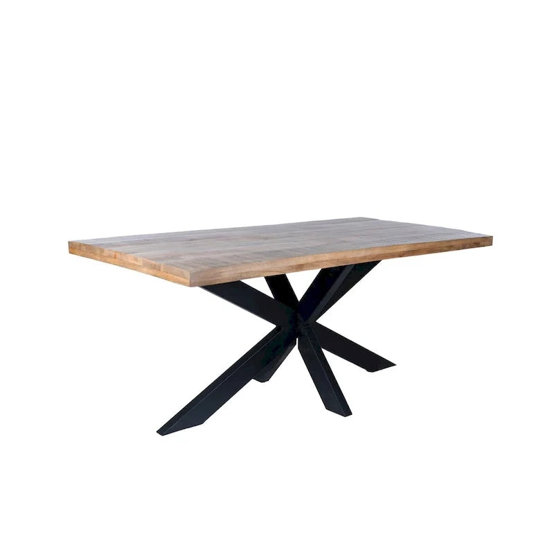 RRI Goods Sophisticated Dining Rectangle Table with Mango Wood Top and Metal Spider Leg Design, 63-Inch
