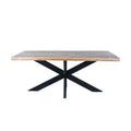 Sophisticated Dining Rectangle Table with Mango Wood Top and Metal Spider Leg Design, 63-Inch
