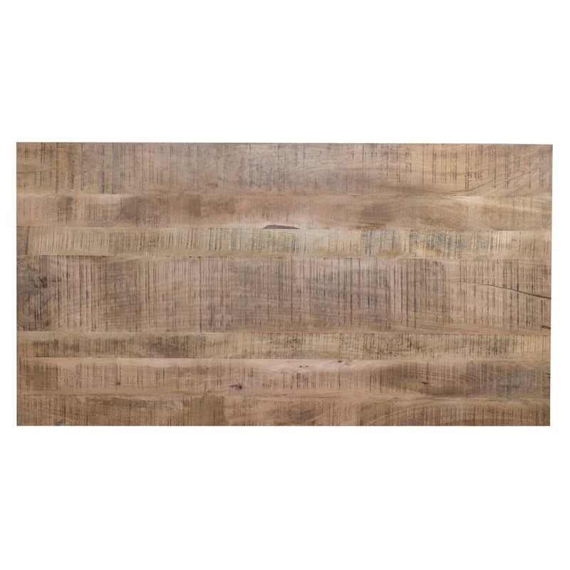 Elegante tavolo da pranzo rettangolare con piano in legno di mango e gambe in metallo a ragnatela, 63 pollici