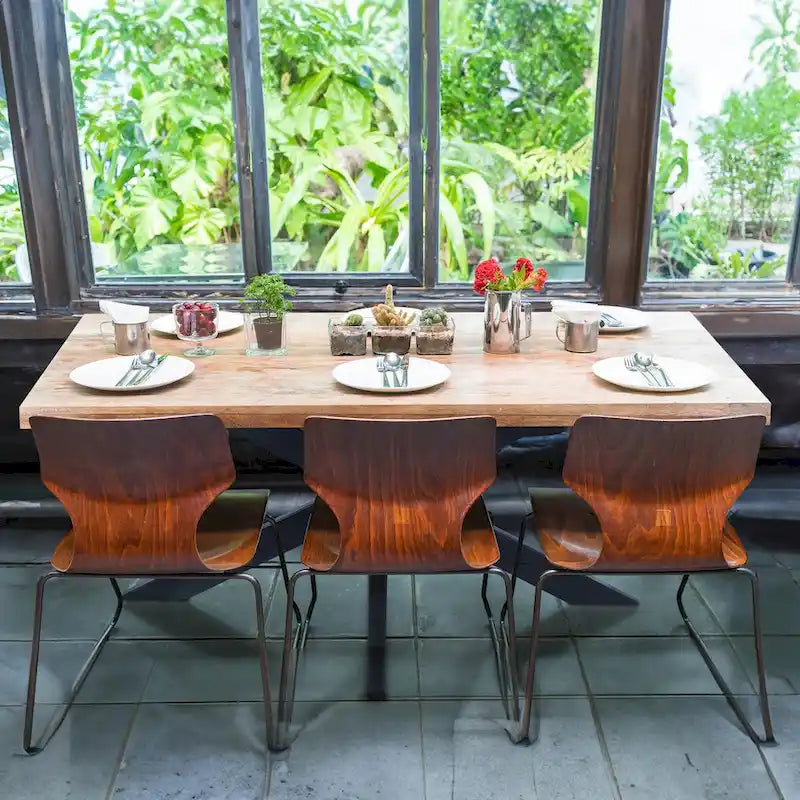 Sophisticated Dining Rectangle Table with Mango Wood Top and Metal Spider Leg Design, 63-Inch